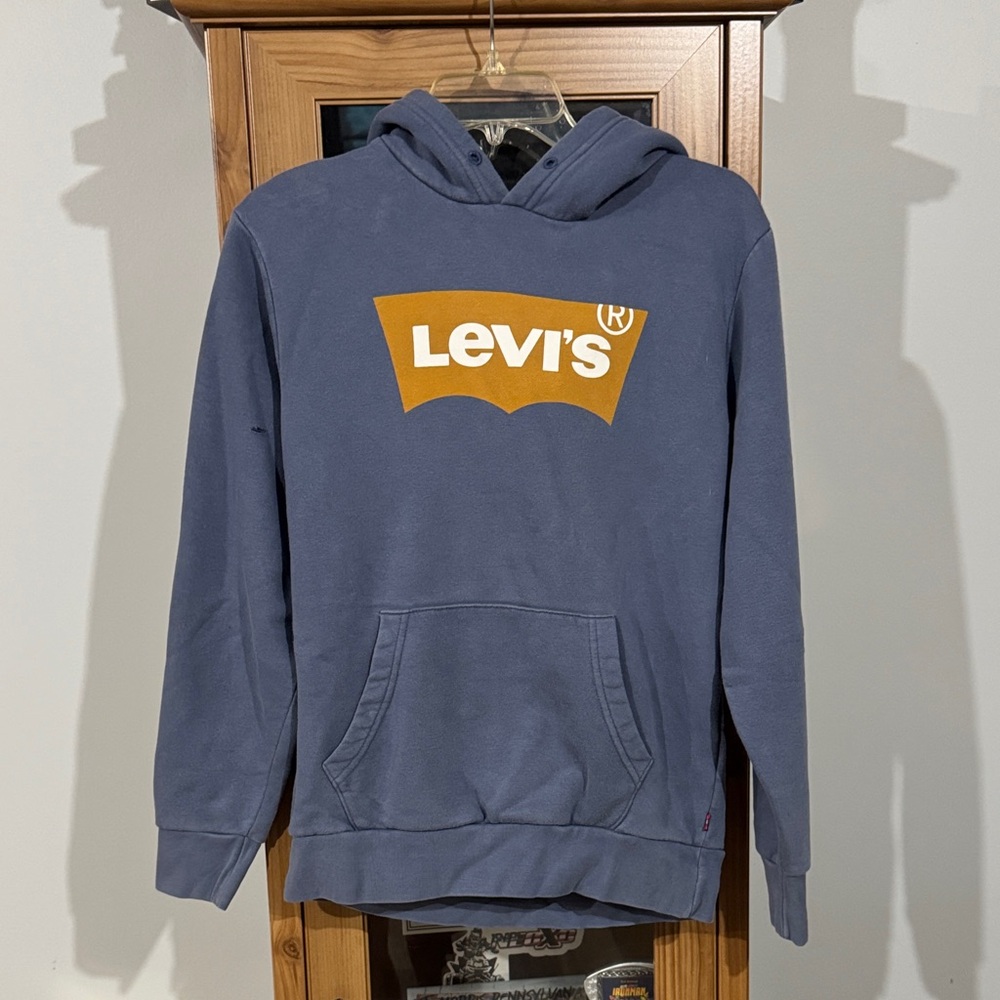 Levi's Navy Blue Hoodie with Orange Logo